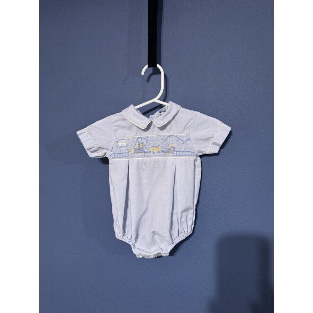 Vintage Carriage Boutique Baby Picture Outfit 6 Month Train Smocked